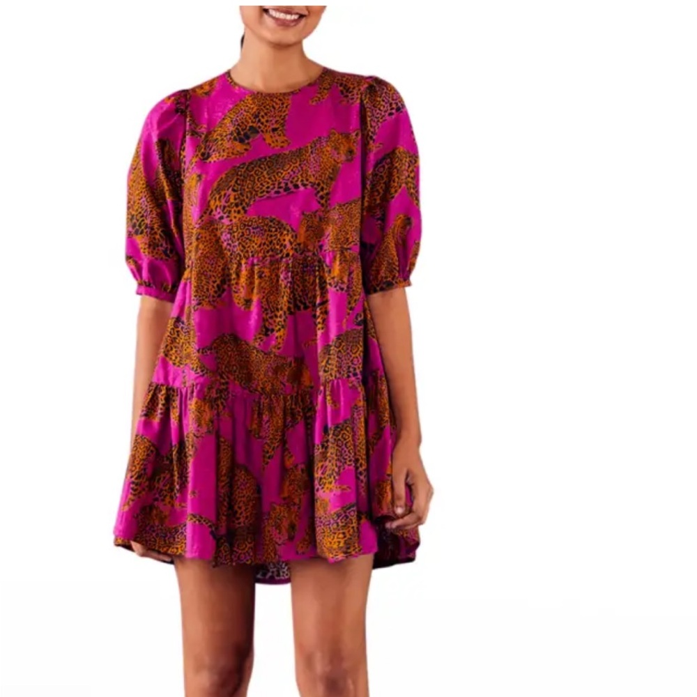 FARM Rio Fuchsia Leopard Mini Dress Size Small - Picture 2 of 9